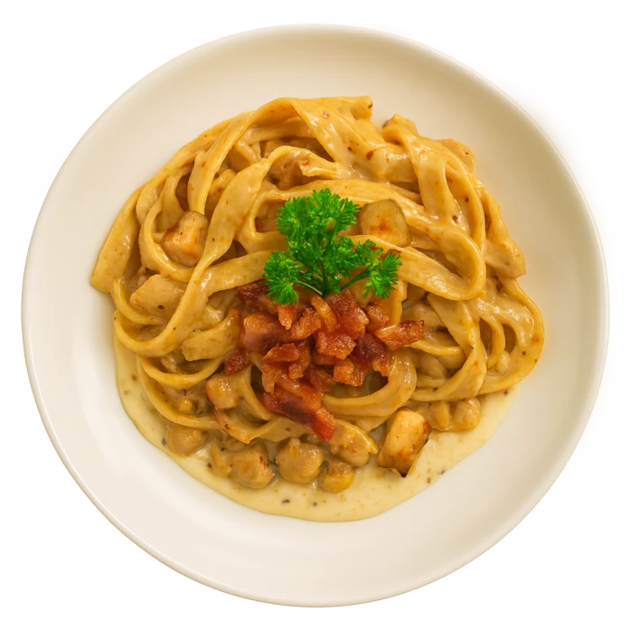 fetuccini con cebolla caramelizada